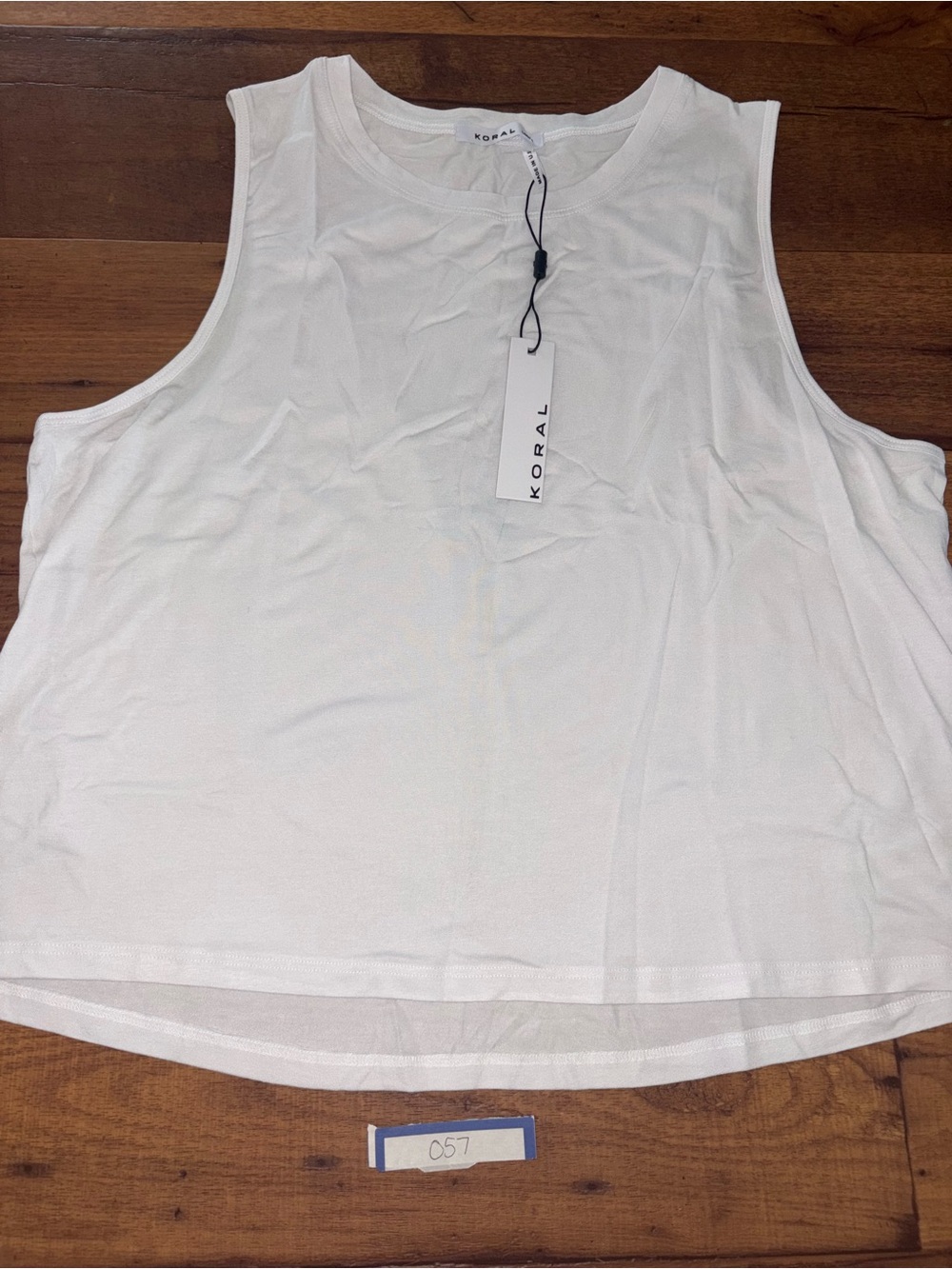 NWT KORAL White Logo Back Muscle Tank Top Size Large